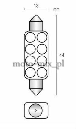 Żarówka rurkowa, paluszek - niebieska - 8 LED 13x44 mm Żarówka rurkowa, paluszek - niebieska - 8 LED 13x44 mm