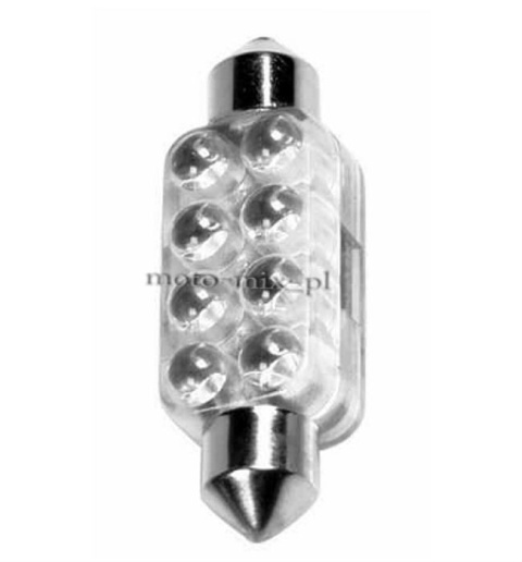 Żarówka rurkowa, paluszek - niebieska - 8 LED 13x44 mm Żarówka rurkowa, paluszek - niebieska - 8 LED 13x44 mm
