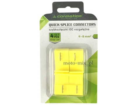 Szybkozłączki elektryczne, żółte, 4-6mm kw, 12-10 AWG, 24A max, 4 szt. Szybkozłączki elektryczne, żółte, 4-6mm kw, 12-10 AWG, 24A max, 4 szt.