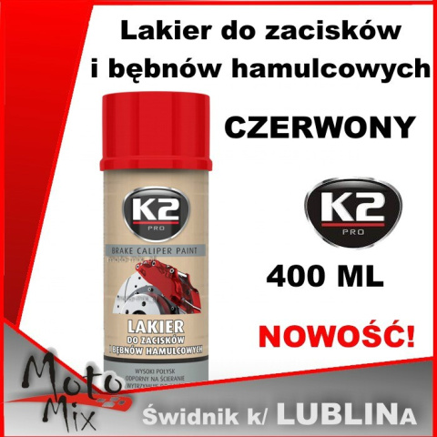 Lakier do zacisków i bębnów hamulcowych K2 CZERWONY Lakier do zacisków i bębnów hamulcowych K2 CZERWONY