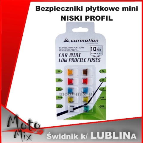 Bezpieczniki samochodowe płytkowe MINI NISKI PROFIL 10szt. Bezpieczniki samochodowe płytkowe MINI NISKI PROFIL 10szt.