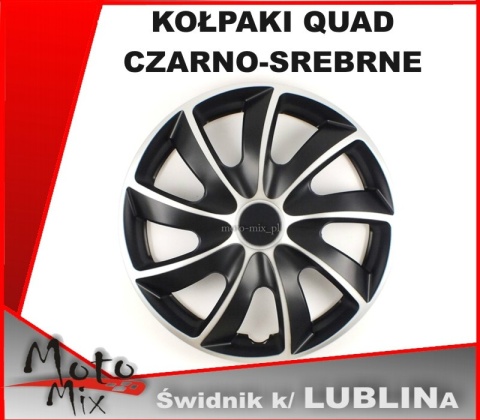 Kołpaki QUAD 15 cali - czarno - srebrny komplet 4 szt. Kołpaki QUAD 15 cali - czarno - srebrny komplet 4 szt.