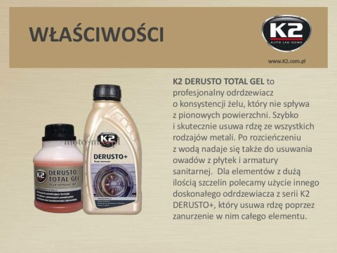 Odrdzewiacz w żelu K2 DERUSTO TOTAL GEL 250 ML Odrdzewiacz w żelu K2 DERUSTO TOTAL GEL 250 ML