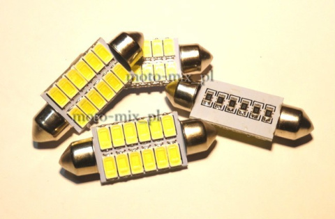 Żarówka RURKOWA biała Can bus 12 LED SMD 39mm Żarówka RURKOWA biała Can bus 12 LED SMD 39mm