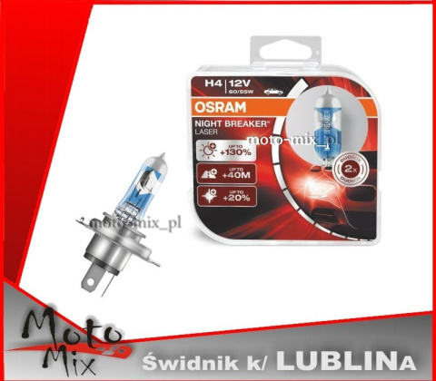 Zestaw żarówek H4 60/55W OSRAM Night Breaker LASER - 2szt. Zestaw żarówek H4 60/55W OSRAM Night Breaker LASER - 2szt.