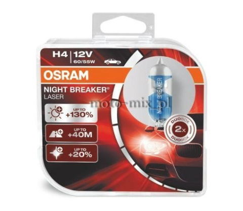 Zestaw żarówek H4 60/55W OSRAM Night Breaker LASER - 2szt. Zestaw żarówek H4 60/55W OSRAM Night Breaker LASER - 2szt.