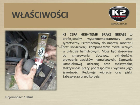 Smar syntetyczny K2 pasta do hamulców Smar syntetyczny K2 pasta do hamulców