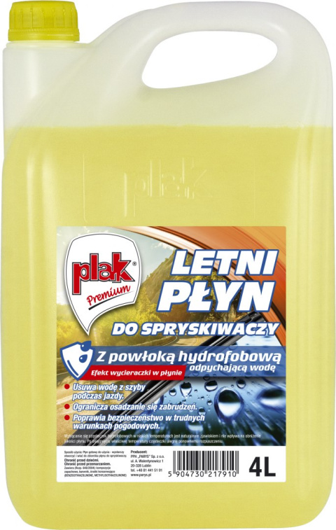 Płyn do spryskiwaczy LETNI 4 l z powłoką hydrofobową odpychającą wodę Płyn do spryskiwaczy LETNI 4 l z powłoką hydrofobową odpychającą wodę