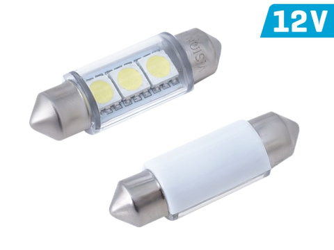 Żarówka rurkowa, paluszek biała3 LED SMD 36 mm Żarówka rurkowa, paluszek biała3 LED SMD 36 mm