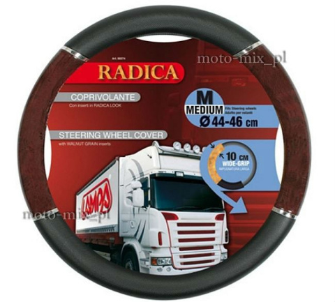 Pokrowiec na kierownicę 46-48 cm (L- BUS, TIR) RADICA czarny, drewno Pokrowiec na kierownicę 46-48 cm (L- BUS, TIR) RADICA czarny, drewno