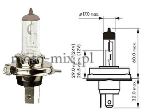 Żarówka H4 12v 60/55w Żarówka H4 12v 60/55w