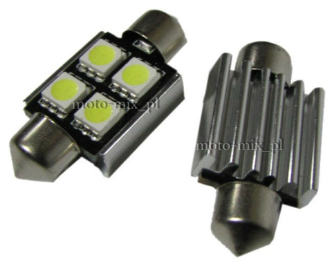 Żarówka RURKOWA biała Can bus 4 LED SMD 36mm Żarówka RURKOWA biała Can bus 4 LED SMD 36mm