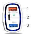 Ładowarka Szybka samochodowa 2x USB 1x Type-C | Szybkie ładowanie Quick Charge 3.0 | Ambient LED