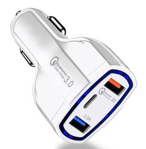 Ładowarka Szybka samochodowa 2x USB 1x Type-C | Szybkie ładowanie Quick Charge 3.0 | Ambient LED Ładowarka Szybka samochodowa 2x USB 1x Type-C | Szybkie ładowanie Quick Charge 3.0 | Ambient LED