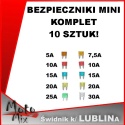 Bezpieczniki samochodowe mini - komplet 10 szt.