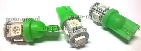 Diody do postojówek ZIELONE w5w 5 led SMD Diody do postojówek ZIELONE w5w 5 led SMD