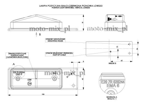 Lampa obrysowa płaska wisząca - biała + CZERWONA Lampa obrysowa płaska wisząca - biała + CZERWONA