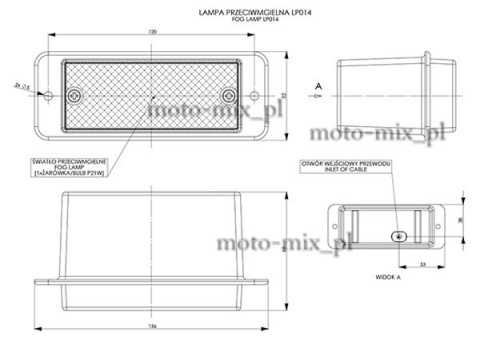 Lampa przeciwmgłowa uniwersalna podwieszana - czerwona - mała Lampa przeciwmgłowa uniwersalna podwieszana - czerwona - mała