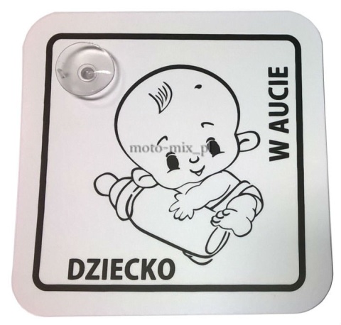 Tabliczka na przyssawkę Dziecko w aucie butelka czarna Tabliczka na przyssawkę Dziecko w aucie butelka czarna