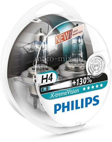 Zestaw żarówek H4 PHILIPS X-Treme Vision +130% Zestaw żarówek H4 PHILIPS X-Treme Vision +130%