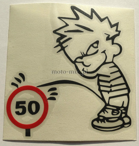Naklejka Leje na 50 Ograniczenie łobuz czarny grzywka Naklejka Leje na 50 Ograniczenie łobuz czarny grzywka