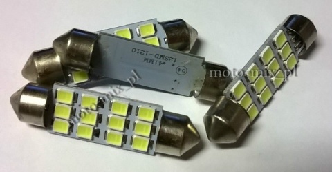 Żarówka rurkowa biała 12 LED SMD 41 mm Żarówka rurkowa biała 12 LED SMD 41 mm