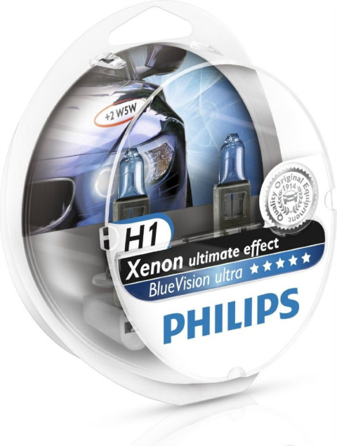 Zestaw żarówek H1 + W5W PHILIPS Xenon BlueVision ultra - 2szt. Zestaw żarówek H1 + W5W PHILIPS Xenon BlueVision ultra - 2szt.