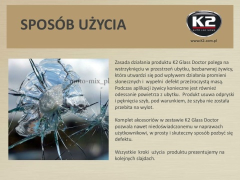 Zestaw do naprawy szyb i reflektorów K2 Glass Doctor Zestaw do naprawy szyb i reflektorów K2 Glass Doctor