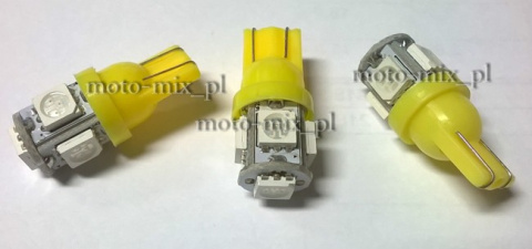 Diody do postojówek ŻÓŁTE w5w 5 led SMD Diody do postojówek ŻÓŁTE w5w 5 led SMD