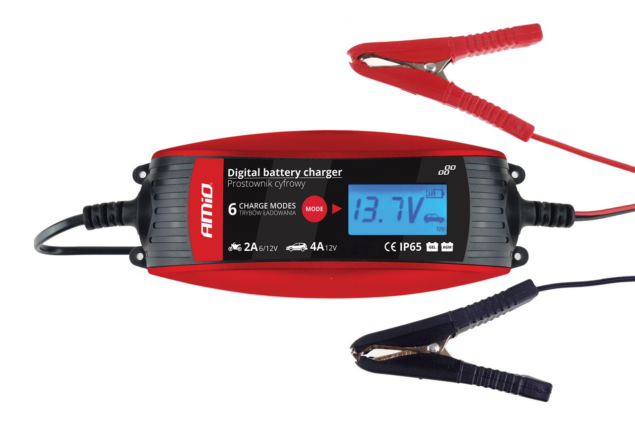 AMiO Prostownik cyfrowy 6V/12V - 2A/4A - DVL DBC-4A